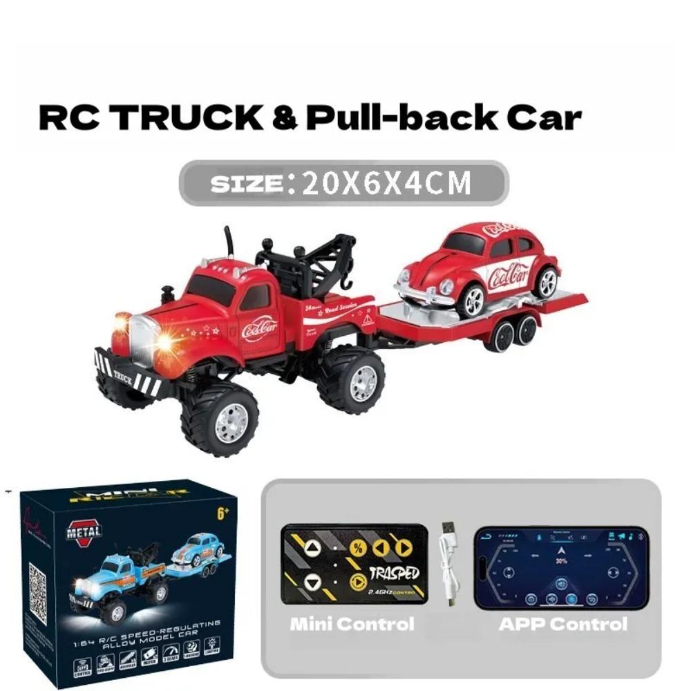 APP1: 64 Mini Alloy Remote Control Truck with Return Power Car Model Male Toy Gift Indoor and Outdoor Toy Car Off road Vehicle T