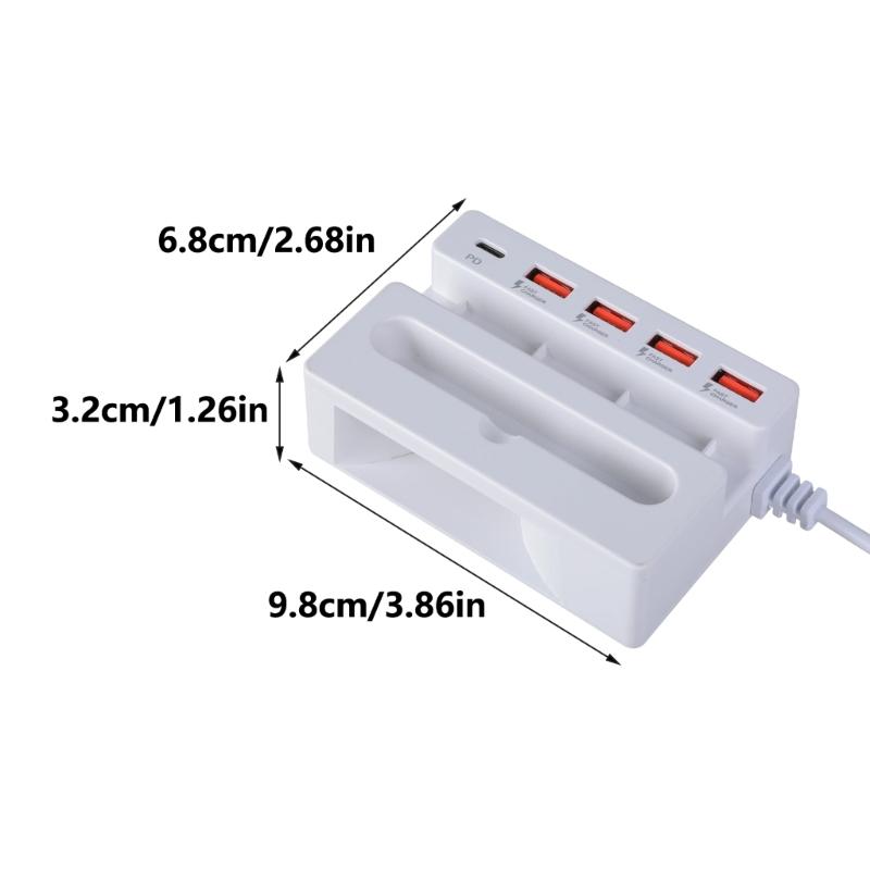 Multiple Port USB Hubs Converters with 4 USB and Type C Port Plus Phone Stand for Charging Multiple Devices