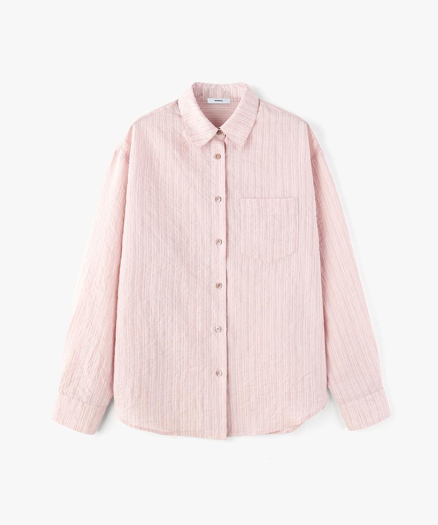 MONGDOL Striped See-Through Oversized Shirt Light Pink Mdsh019Stlpink