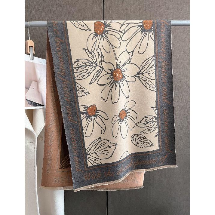 Damen-Schal mit Blumen-Quaste, Schal, Wickelschal für