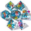 Resin Dice Set Luminous Sand, Dragon and Dungeon Polyhedral Dice, Punk Style Role-Play RPG Explorer MTG Pioneer Game DND Dice Set