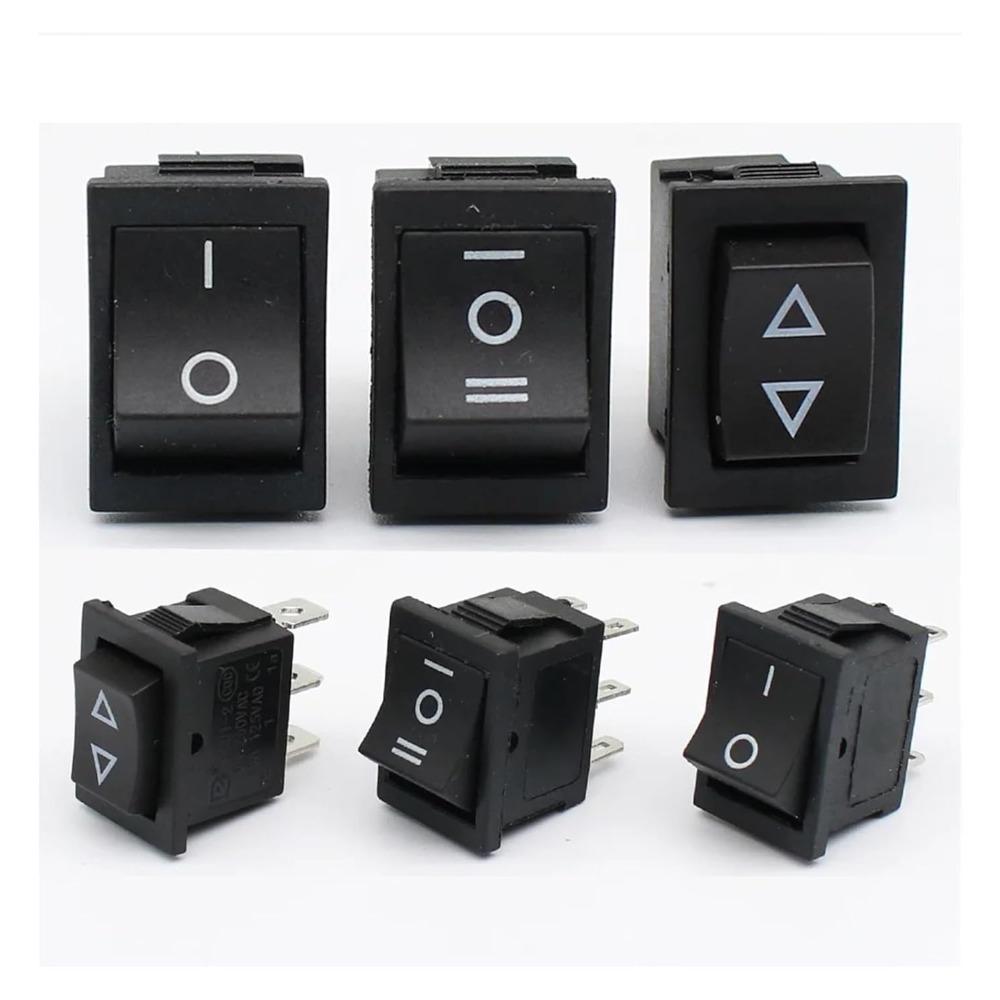 1PCS KCD1 ON-Off 15 * 21mm Black 3 Pin / 6 Pin On/Off/On Rocker Switch AC 6A/250V10A/125V(6 Pin On - Off - On)