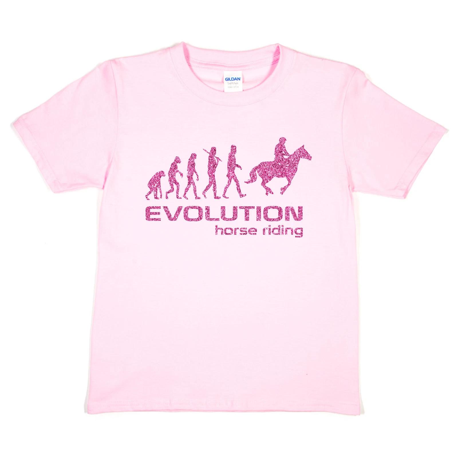 Evolution Of Horse Riding Girls Funny Pony Kids T shirt Age 1-13 M