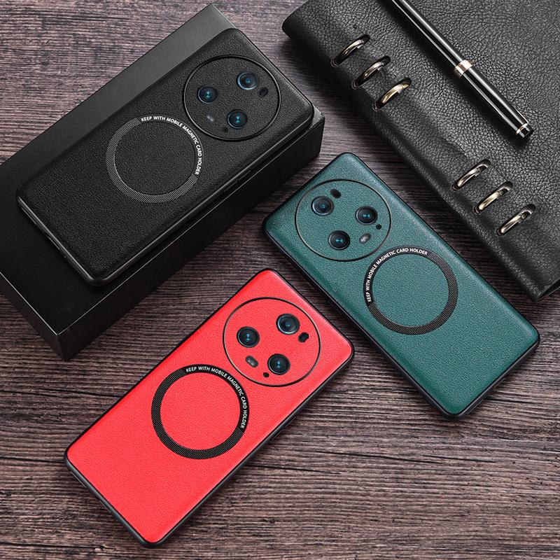 Back Case for Honor Magic5 Pro PU Leather Coated TPU+PC Phone Cover Compatible with MagSafe Charger