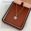 Zirconium Star Pendant Necklace: Long Silver Electroplated, Elegant Luxury Design for Women.
