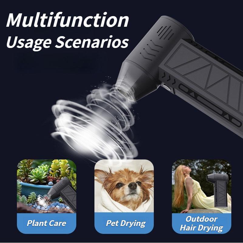 130,000 RPM Mini Turbo Fan - Ultra-Fast Handheld Brushless Blower for Camping, Home, and Car Dusting Needs