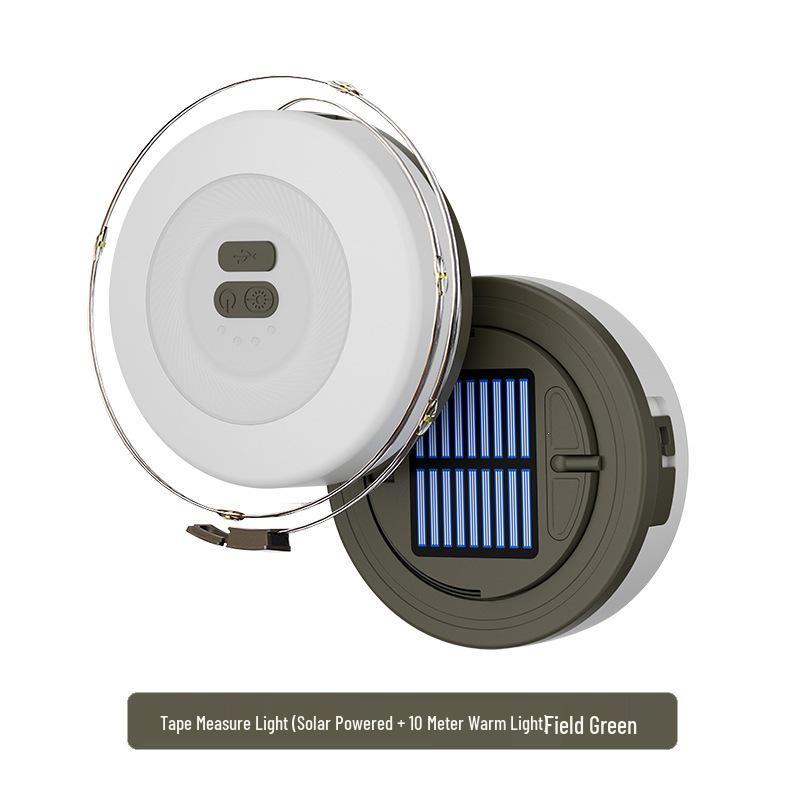 Retractable Solar String Lights for Outdoor Camping, Canopy Ambiance, Long Battery Life, Includes Measuring Tape