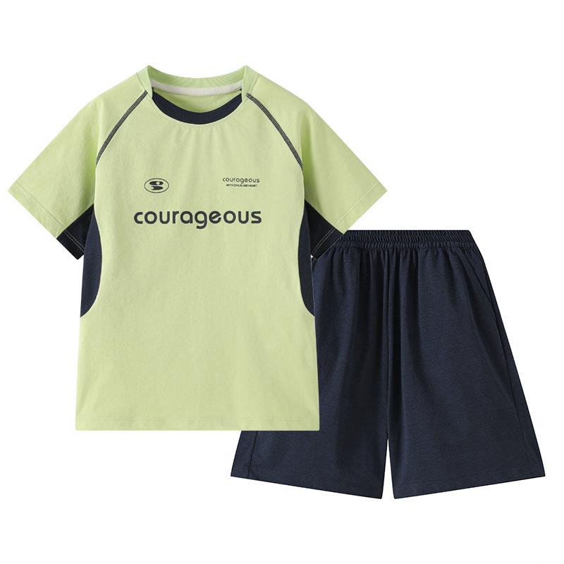 

Spring/Summer Kids Short Sleeve & Shorts Quick-Dry Sports Set - Moisture-Wicking for Medium & Large Sizes 140 светло-зеленый