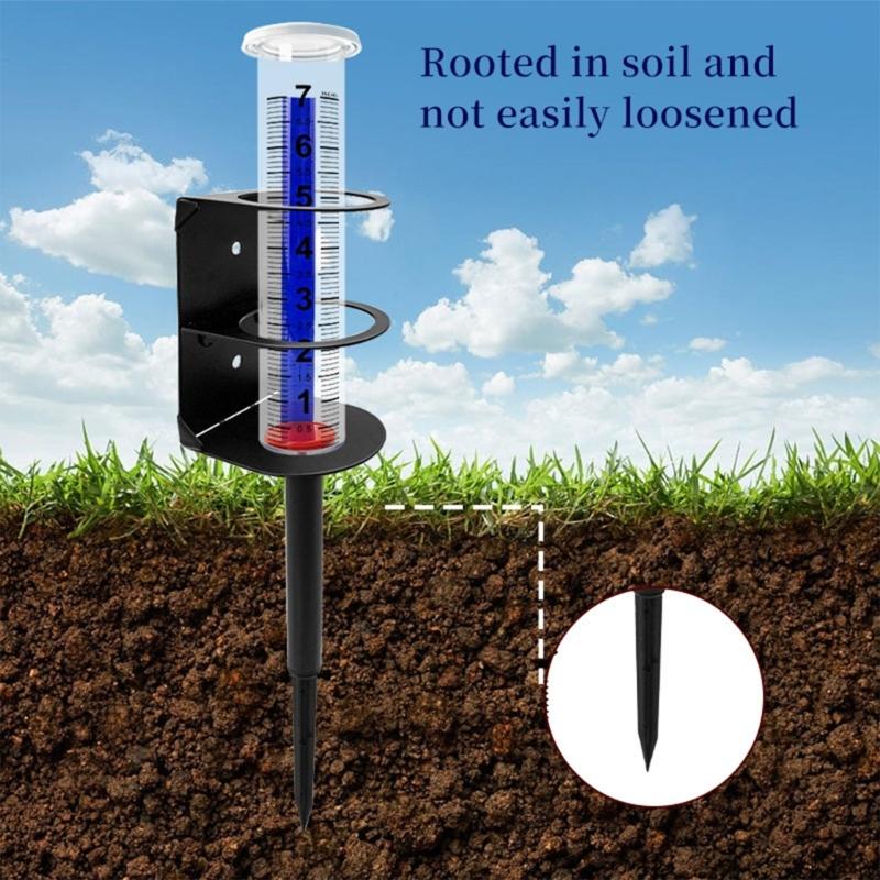 Rain Gauge Outdoor, Rain Gauges Outdoors Best Rated with Metal Rack Holder, Rain Measure Gauge, Easy to Read with Red Float, Large Font Plastic