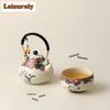 Mineral Rocks White Little Cat Tea Set Complete Set Vintage Tea Ceremony Set Teapot and Tea Cup Set Chinese Tea Set Collection