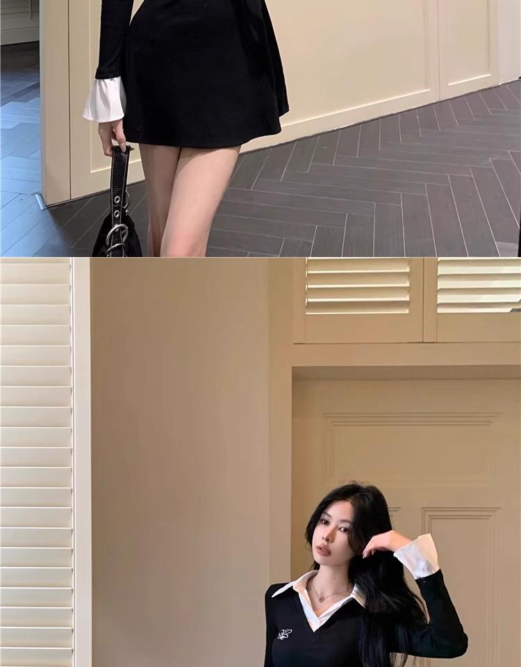 Korean Fashion Faux Two-Piece Shirt Dress – Chic Autumn/Winter Style with Unique Design and Short Skirt for Women