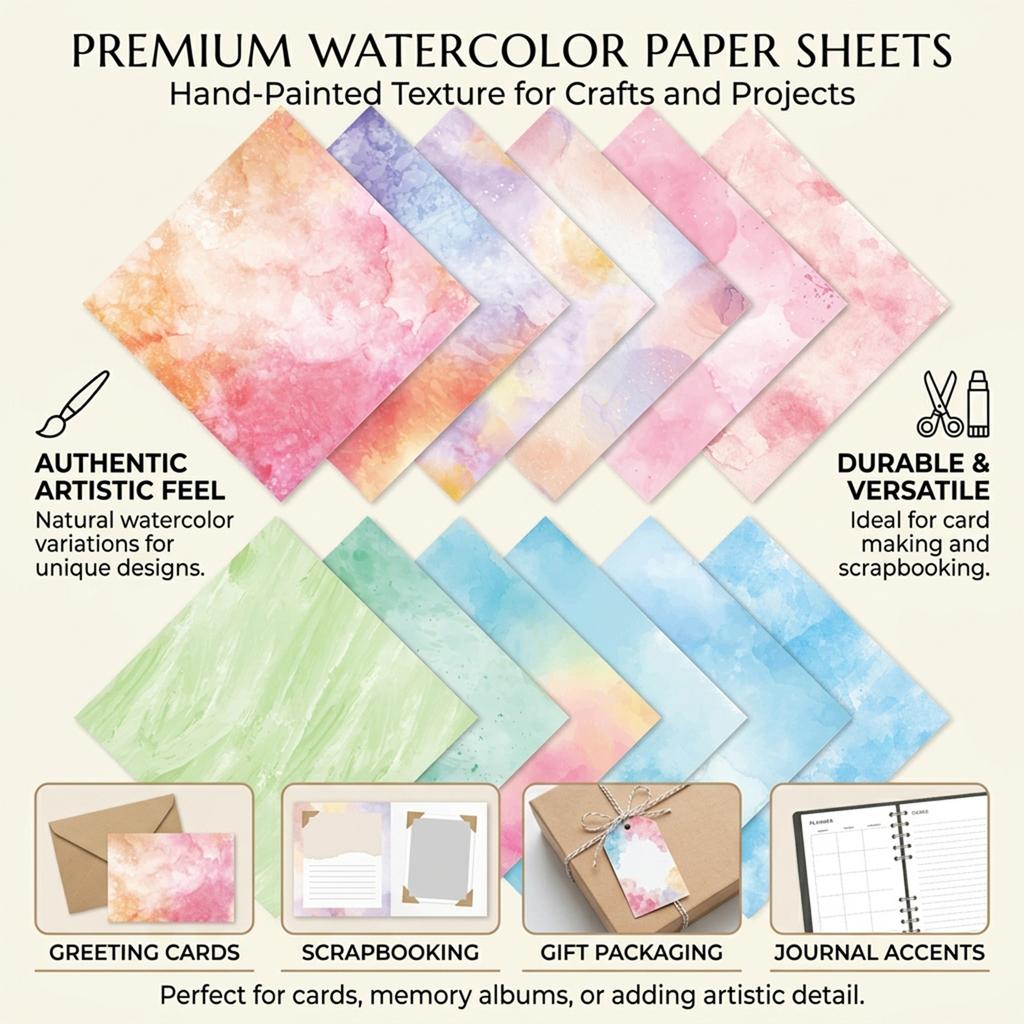 DIY Scrapbook Background Paper 12 Sheets Watercolor Pattern Paper For Journal Decoration