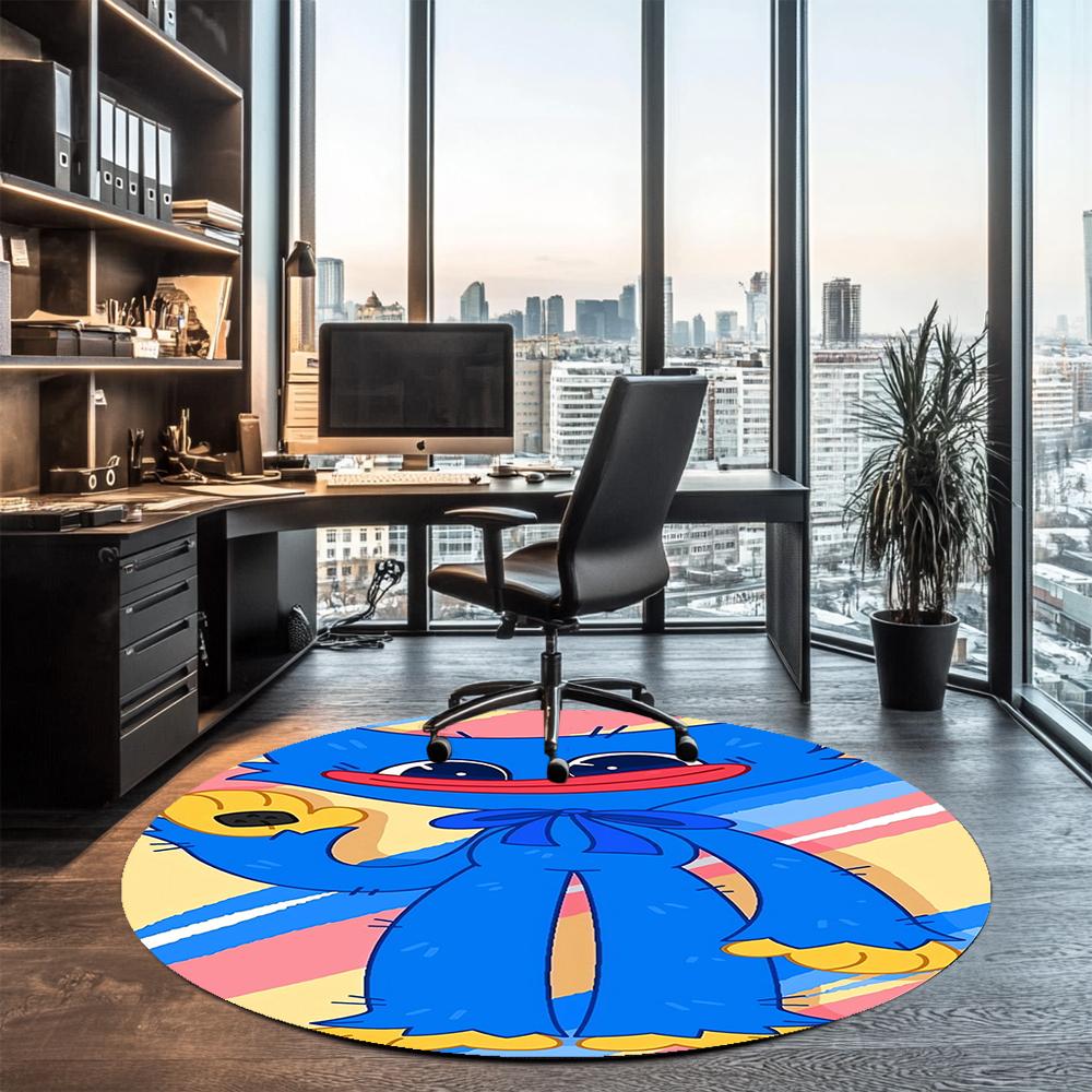 Poppy Playtime Bedruckter Runder Teppich Teppich Stuhlteppich Bereichsteppich Eingang Fußmatten, für Bürostuhl Wohnzimmer Schlafzimmer Küche.