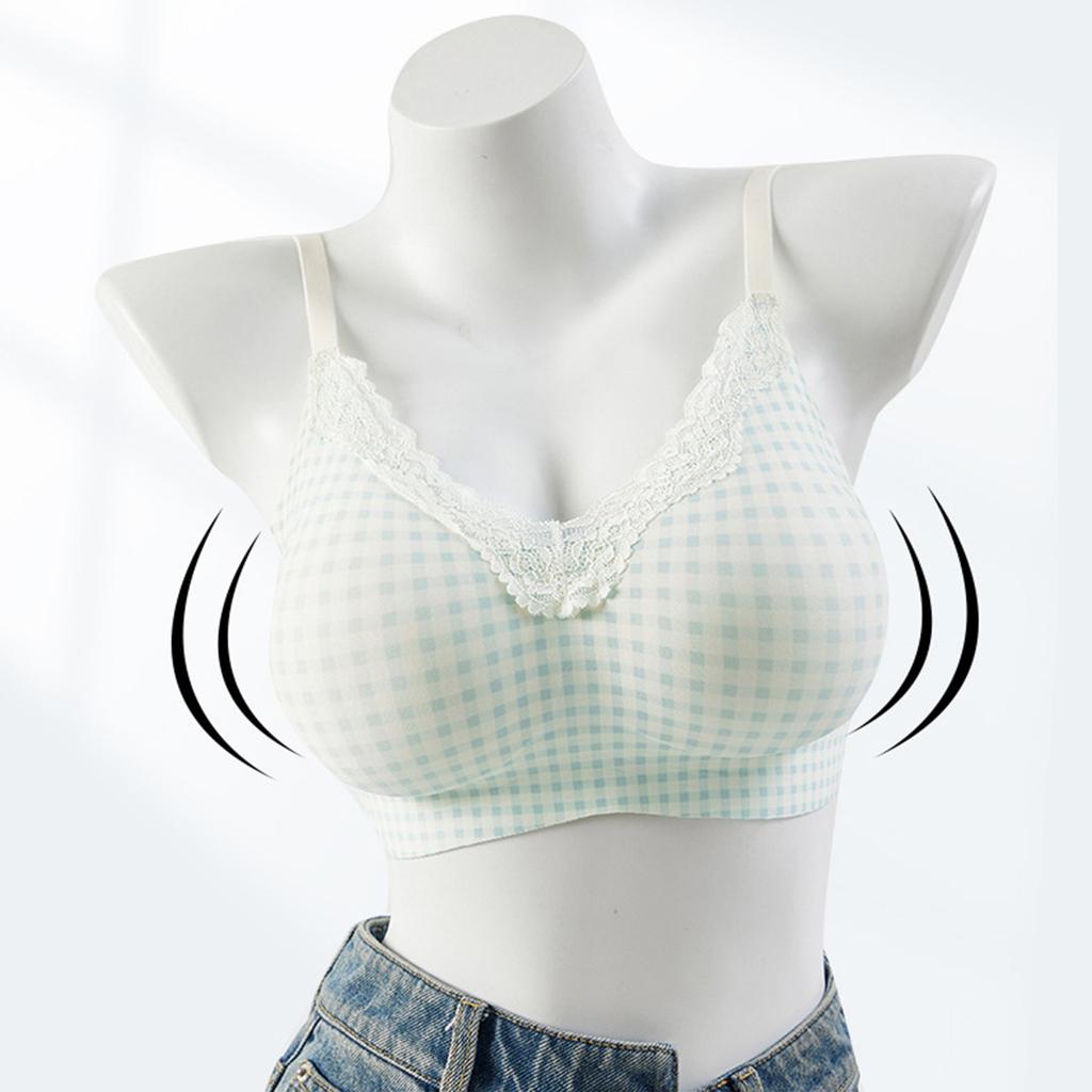 Women's French Floral Expansion Bra, Women's Gathering Sweet Lace Edge Without Steel Ring Bra