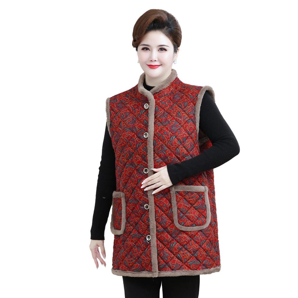 Women's Plus Size Chinese Style Cotton Vest – Winter Velvet Coat for Elderly