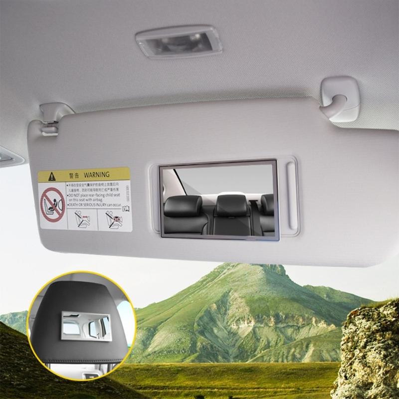 Premium Stainless Steel Car Sun Visors Mirror Shatterproof Design Adhesive Installation Universal for Vehicles
