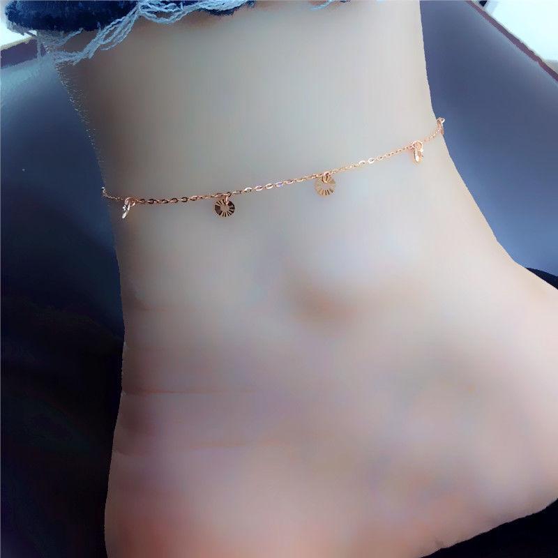 Purple Gold Flake Fringed Anklet Exquisite Delicate Rose Gold-Plated Car Flower Disc Anklet Jewelry