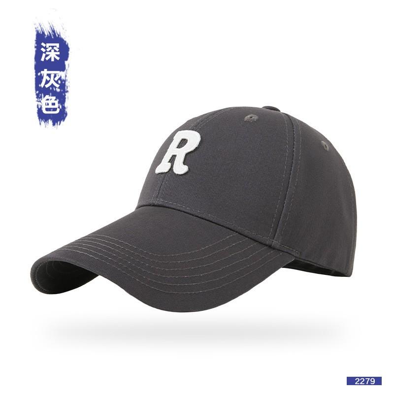 Korean Style R Baseball Cap Women Men Adjustable Wide Brim Sun Hat Cotton Casual Sport