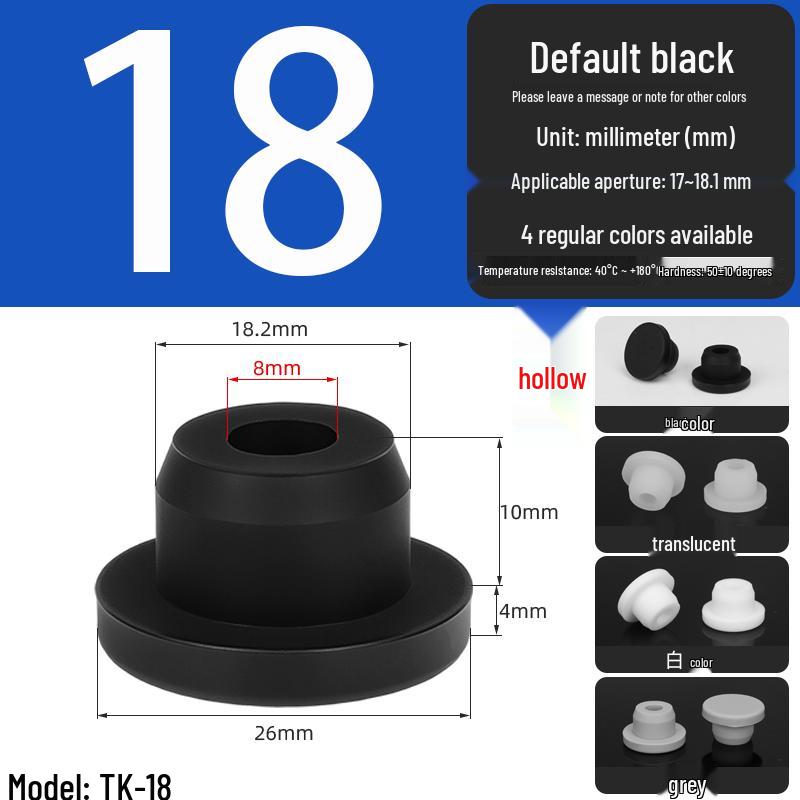 Black High-Temperature Resistant T-Shaped Silicone Stopper - Round Hole Rubber Gasket & Shock-Absorbing Blind Plug