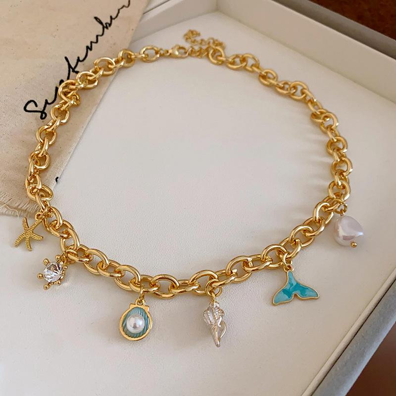 Seaside Vacation Wind Starfish Ocean Series Silver Needle Earrings Summer Personality Temperament Necklace Bracelet Earrings