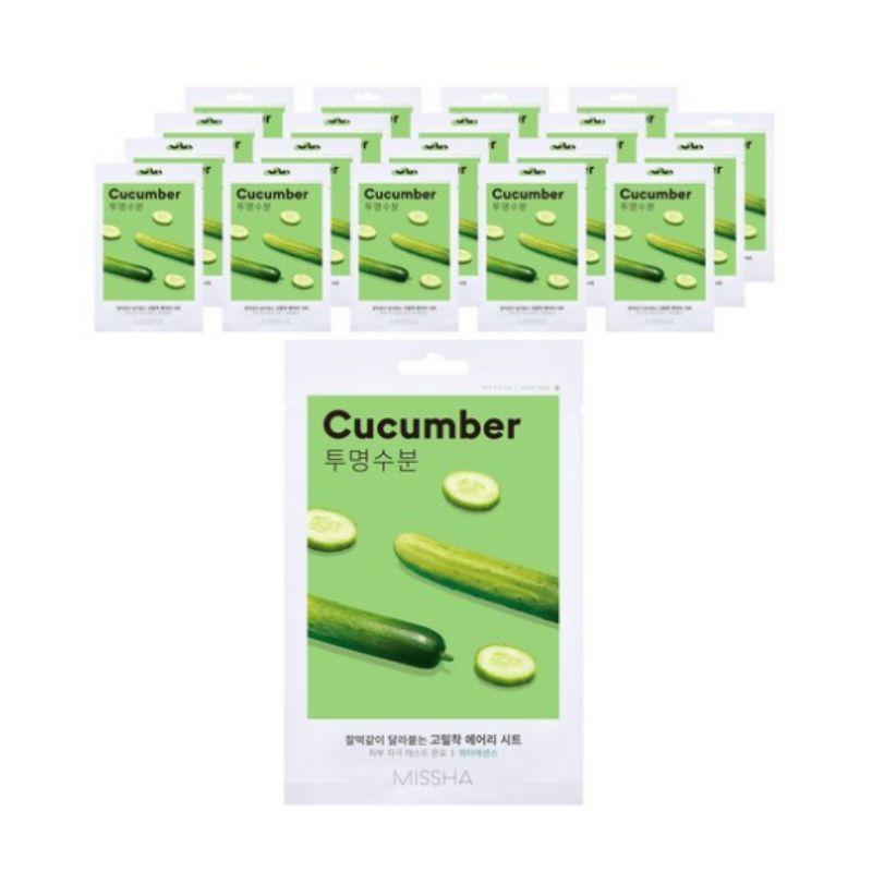 MISSHA Airy Fit Sheet Mask Cucumber Refreshing Hydrating Facial Mask Korean Skincare 1 Sheet x 20 pcs