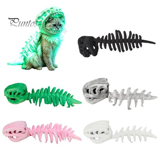 Costume di Halloween per Animali Domestici Piccoli, Costume da Scheletro di Dinosauro per Gatti, Abito con Cappuccio in Peluche, Abbigliamento Carino Spaventoso e Comodo per Gattini, Dolcetto o Scherzetto, Foto Divertente