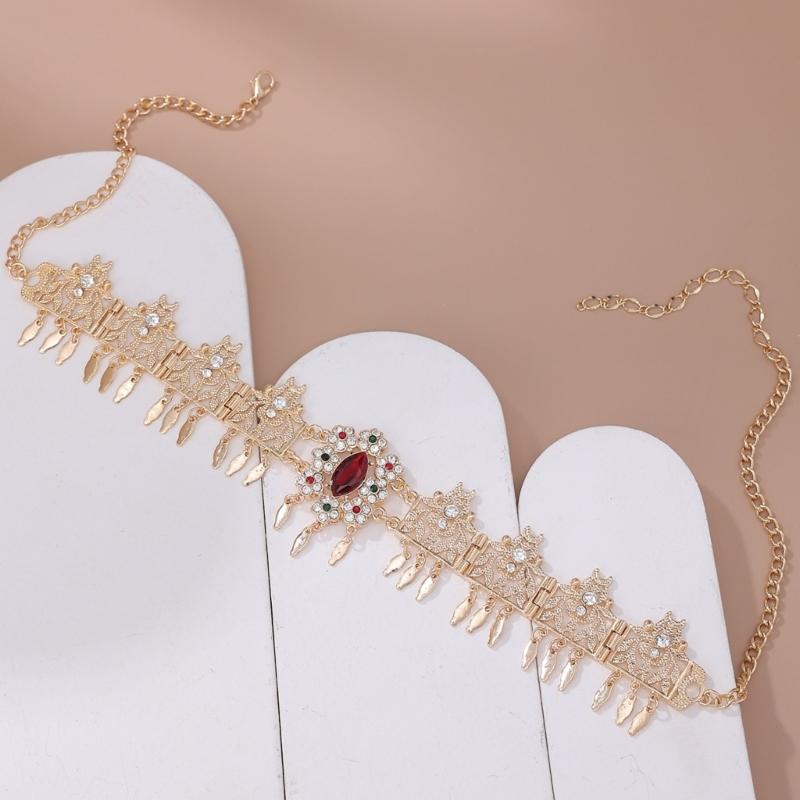 Luxurious Middle Eastern Bridal Head Accessory With Shimmering Rhinestones Hair Jewelry for Wedding Ceremony Dressingup