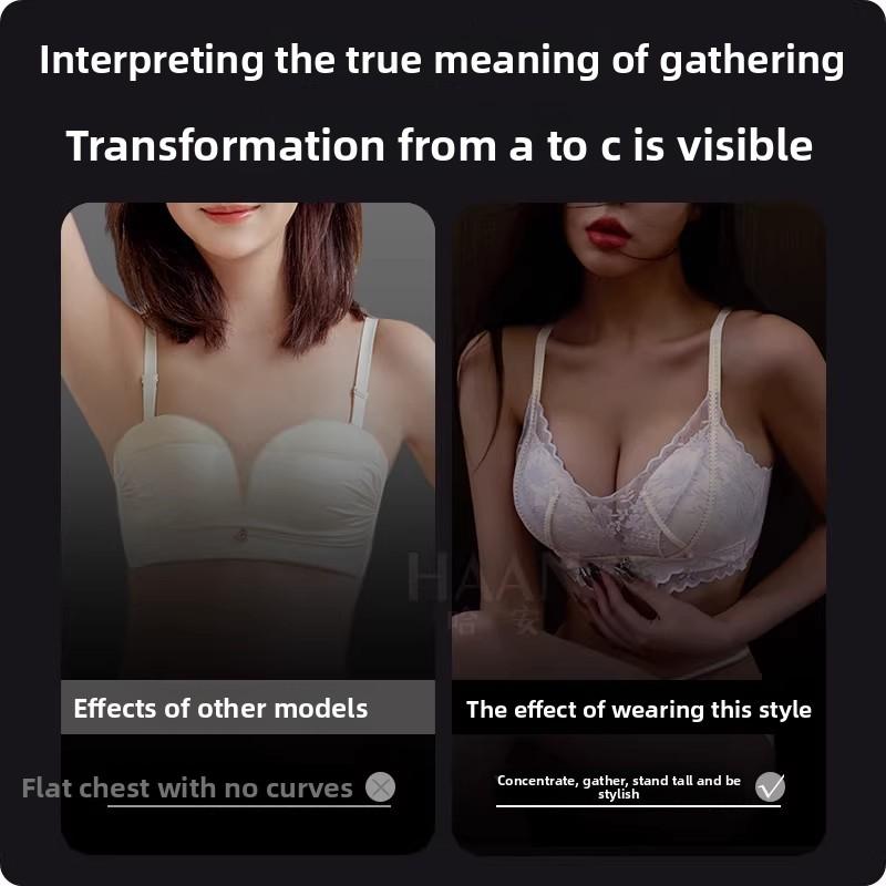 Female Summer Sexy Lace Small Bosom Gathers To Show Big Close Assistant Milk To Prevent Drooping Underwear