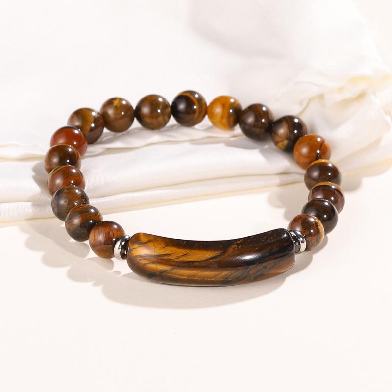 Natural Stone Bracelet Tiger Eye Obsidian Green Dongling Bridge Pendant Bracelet Gift for Elders On Holidays