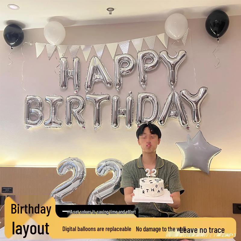 Elegant Birthday Decorations for Men: Number Balloons and High-Class Atmosphere for Husband or Boyfriend's Surprise Party.