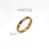 Micro-Set Colored Zircon Titanium Steel Ring 18K Gold Geometric Fashion Hipster Retro Popular Ring