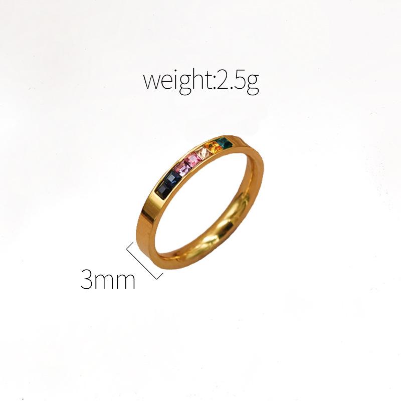

Micro-Set Colored Zircon Titanium Steel Ring 18K Gold Geometric Fashion Hipster Retro Popular Ring No. 9 золотий