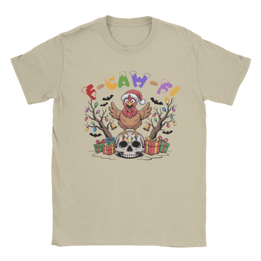 Men's T-Shirts Christmas F-Caw-F Chicken Hipster Pure Cotton Tee Shirt Short Sleeve  T Shirt Crew Neck Tops Printed