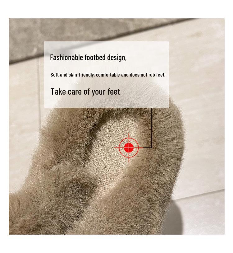 2025 Women's Open Toe Cross-Strap Fur Slippers: Autumn/Winter Fashion, Thick Sole, Height Boosting