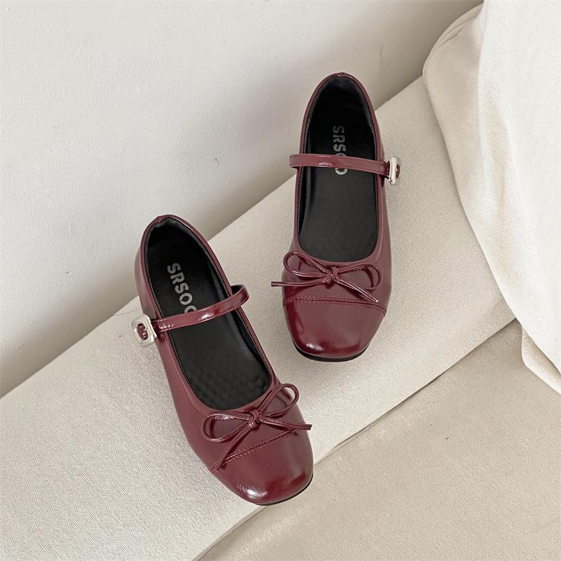 

Woodpecker Silver Mary Jane Flats - 2025 Summer Collection, Elegant French Ballet Style for Women 35 вина червоного кольору