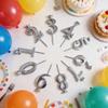 10pcs 0-9 Number Birthday Candles Reusable Silver Cake Card Candle Topper Decoration For Birthday Wedding Party Decor
