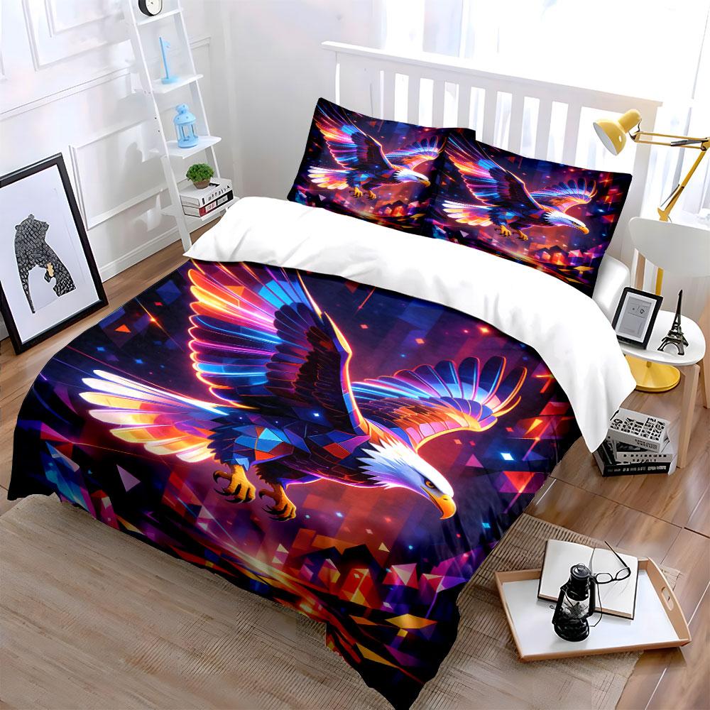 Colorful geometric bald eagle. Bedding sets Duvet cover sets Duvet covers Pillowcases(1 * Duvet Cover 2 * Pillowcases without duvet insert)