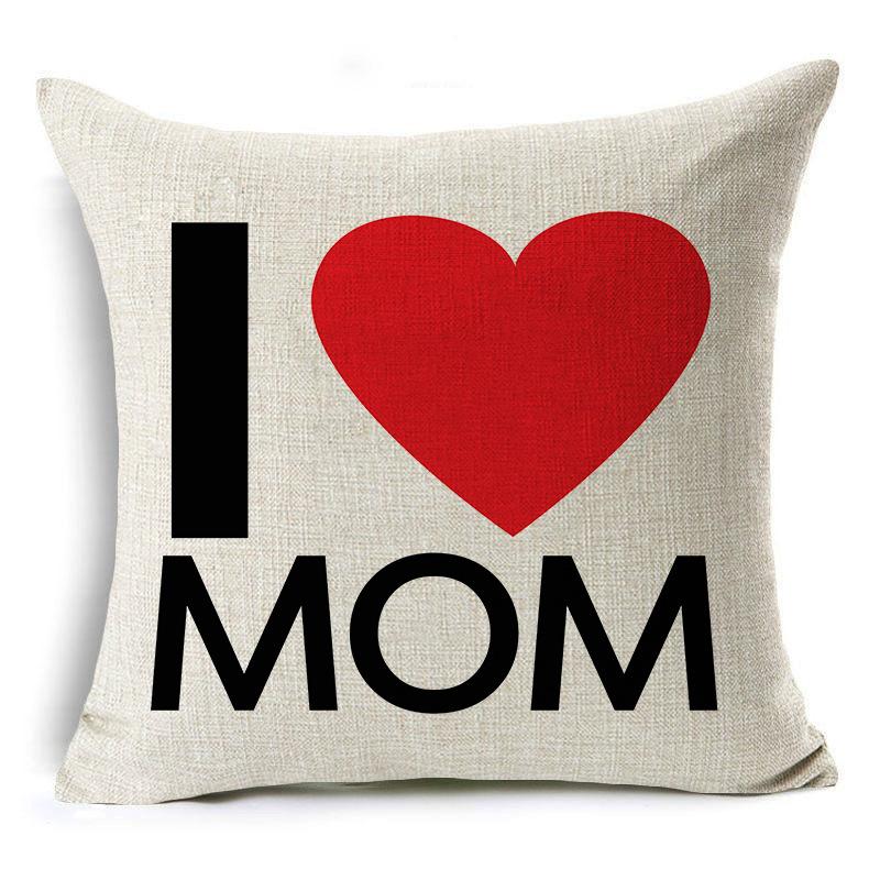 New Mother's Day Gift Text Love Pattern Pillowcase Linen Print Decorative Pillow Cushion Cover