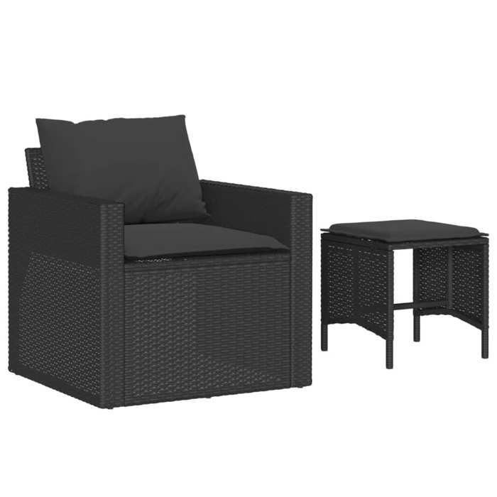 VidaXL Salon de jardin 4 pcs avec coussins noir résine tressée, ensemble de canapés d'extérieur, salon de jardin, ensemble 366359