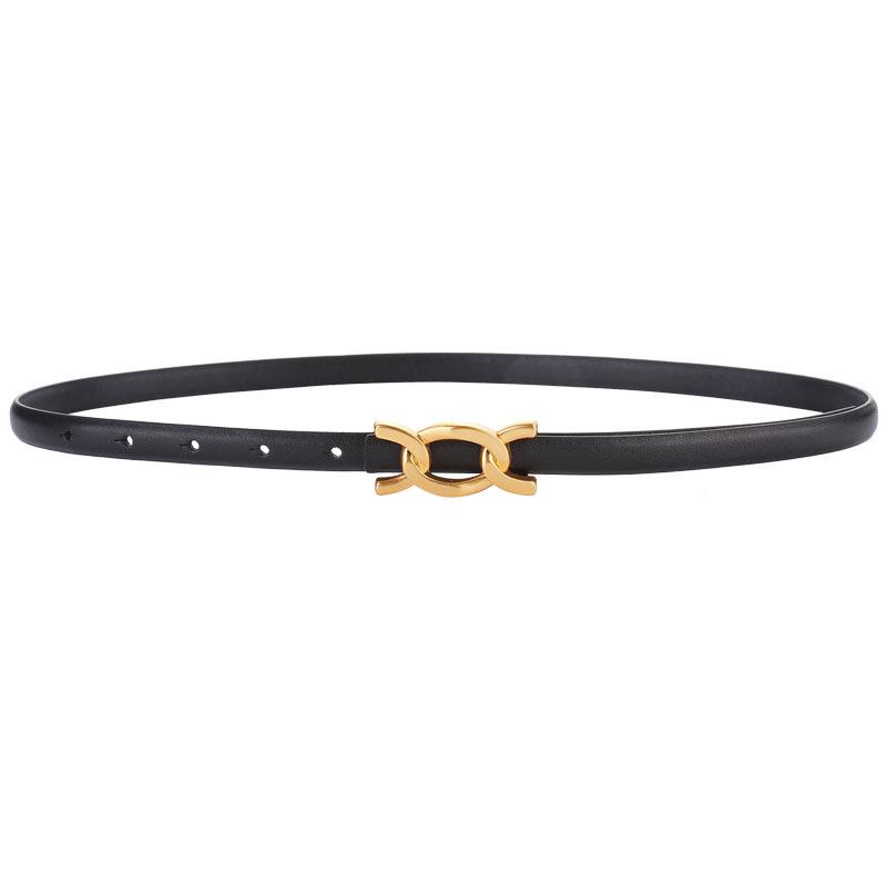Leather Belt Women'S Fashion Decorative Coat Dress Trendy Fashion Black Thin Belt Hair