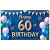 60th Birthday Banner Blue & Green Color Scheme Milestone Birthday Backdrop Milestone Birthday Banner Luxurious For Adult
