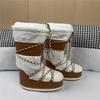Wintermode Moon Boots Verdickte Thermohülle Baumwollstiefel Wasserdichte und rutschfeste Riemen Brotstiefel