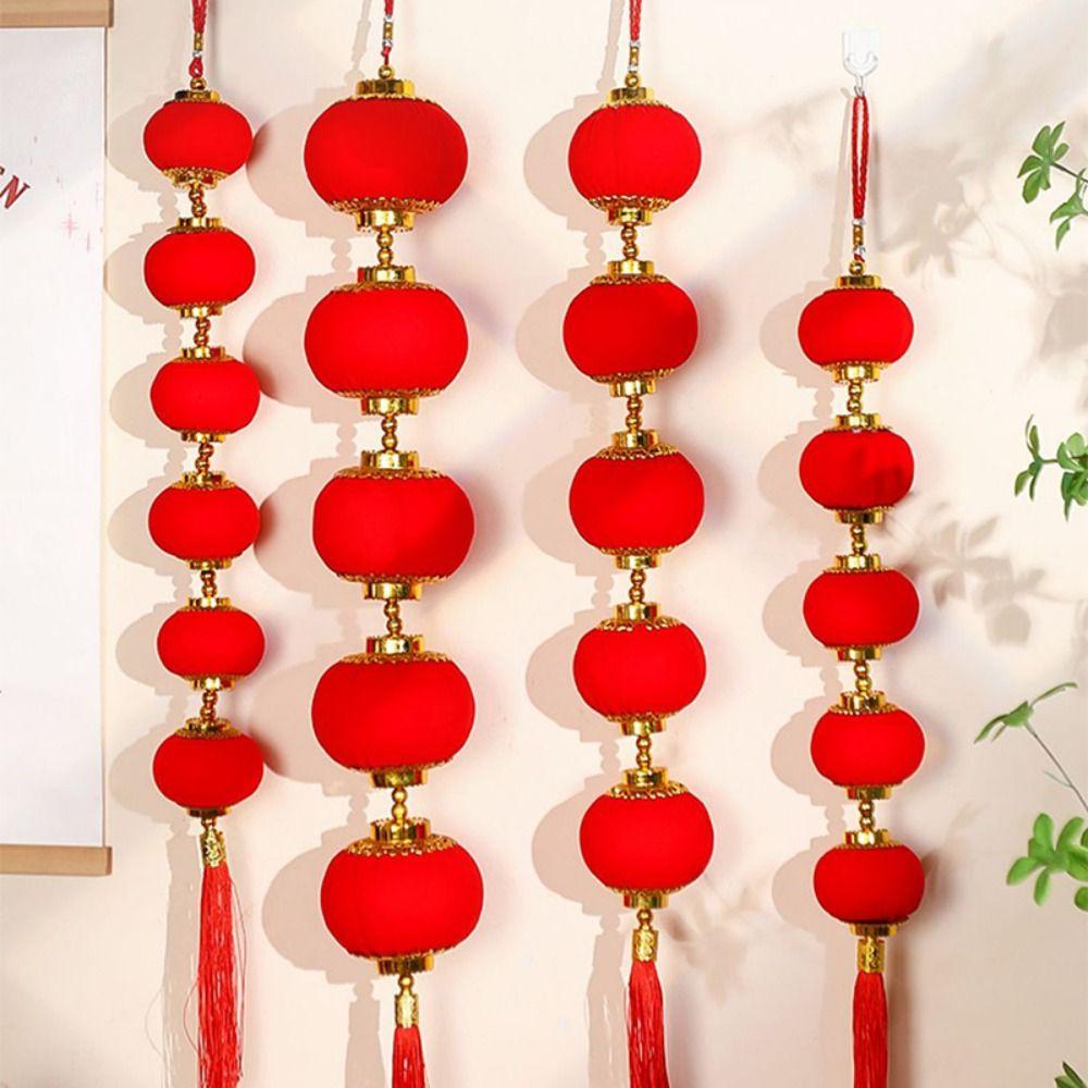 Fu Character Red Ball Lantern String Chinese Style Spring Festival Hanging Lantern  Spring Festival