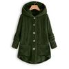 Women Plus Size Button Plush Tops Hooded Loose Cardigan Wool Coat Winter Jacket