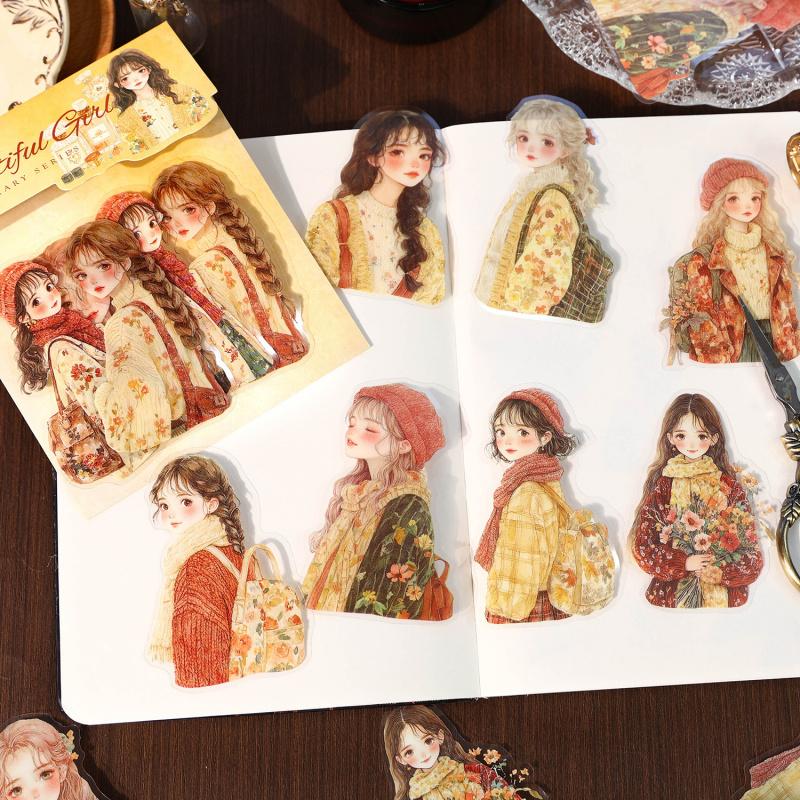30Pcs Sweet Girl Theme Stickers PET Transparent Material Dreamy Colors Scrapbook Background Decor
