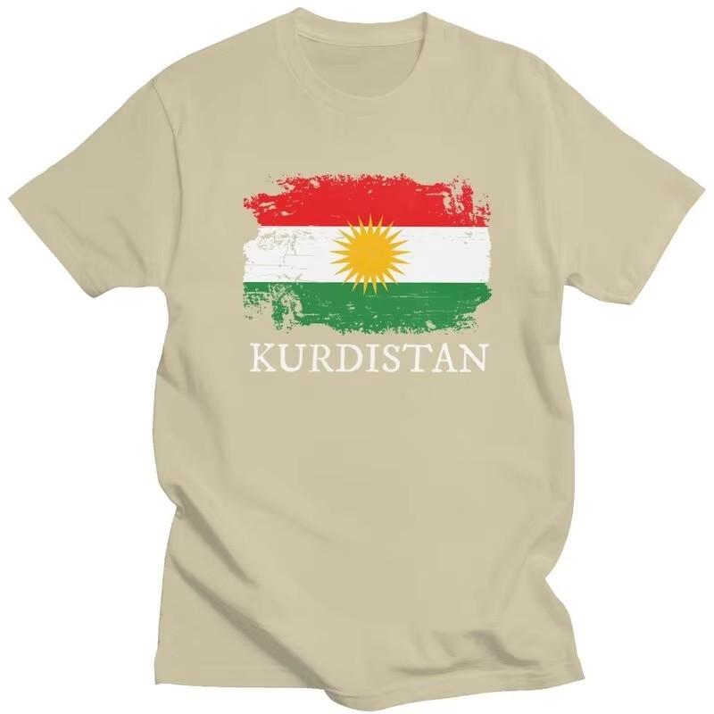 Kurdistan Flag Print T-Shirt Unisex Short Sleeve Cotton Casual Streetwear Tee