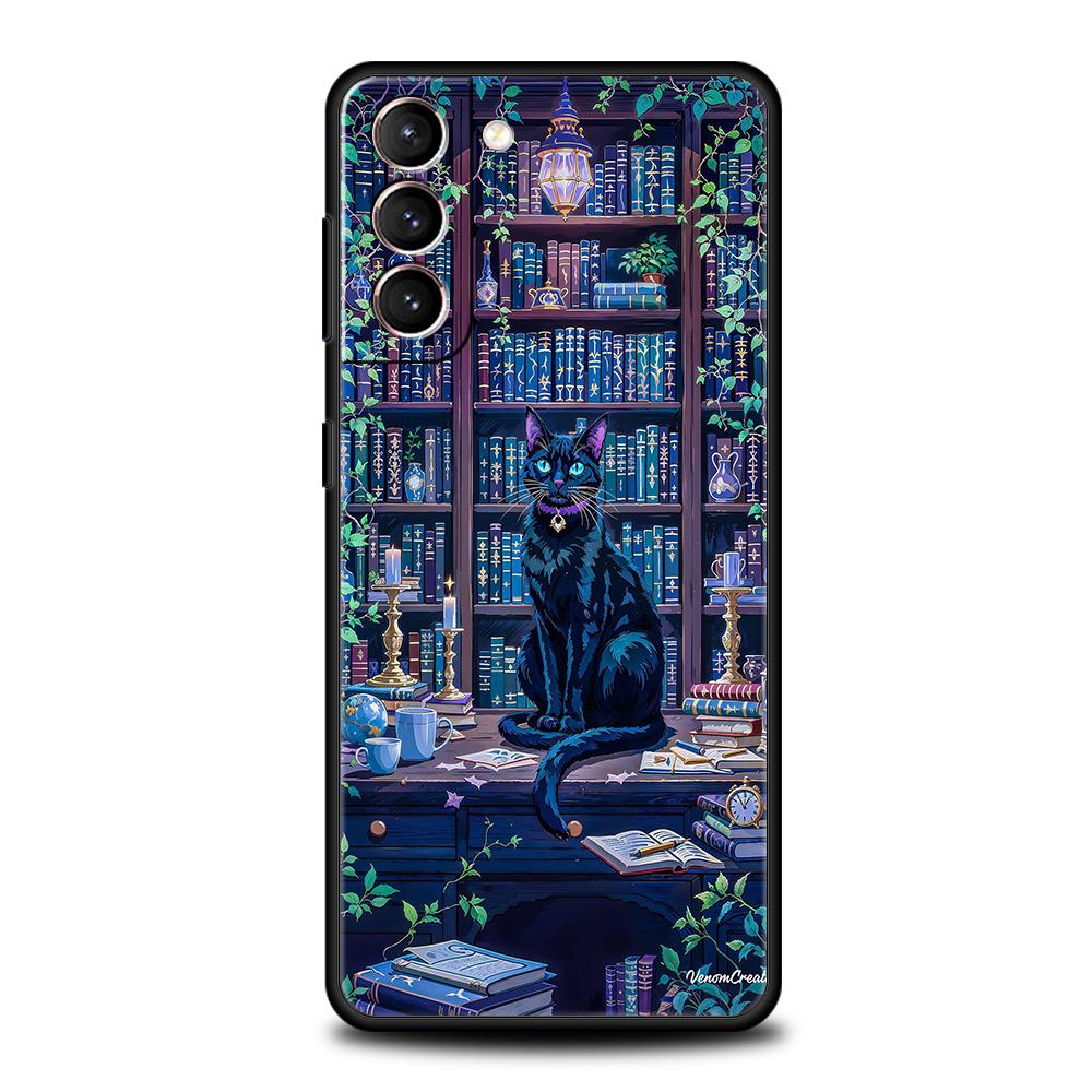 

Phone Case for Samsung Galaxy S25 Edge S24 S23 S22 S20 S21 FE Ultra S10 S10E Plus Soft TPU Cute Butterfly Cat Bookshelf Design Samsung S20 FE