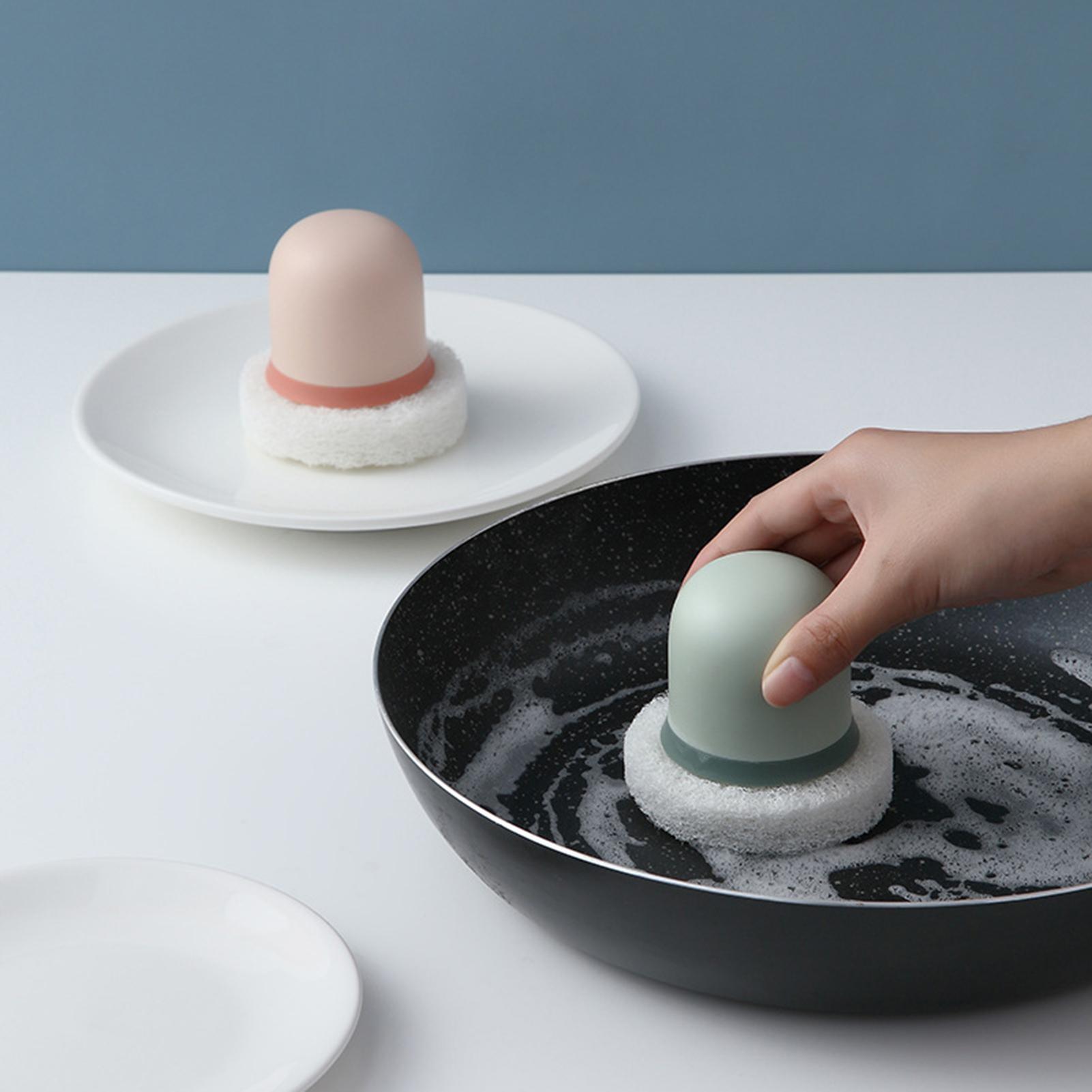 

Новая 4 шт. губчатая щетка с держателем для мытья посуды в бутылке, легко чистящаяся губчатая щетка с короткой ручкой, ручная щетка