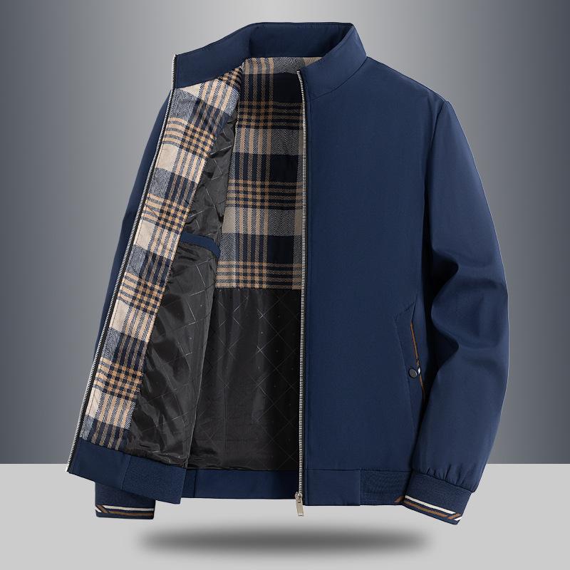 

Велика чоловіча куртка Легка ділова З коміром-стійкою Однотонна Чоловіча куртка Повсякденна Універсальна XXXXXL темно-синього кольору