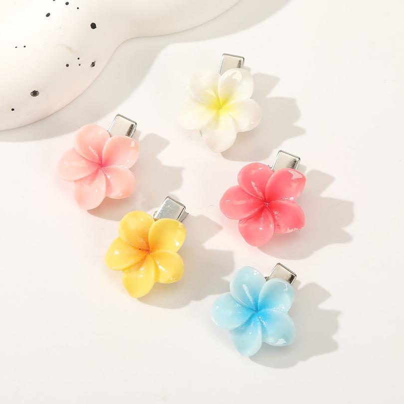 AWAYTR 5Pcs/Set Sweet Plumeria Hairpin Hair Clips For Kids Girls Flower Hairpins Mini Hair Clips Duckbill Clip Hair Accessories